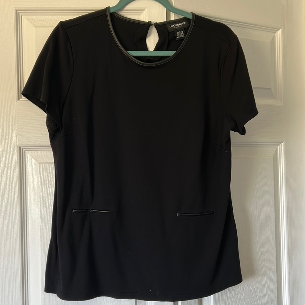 Liz Claiborne black shirt sleeve top.  T